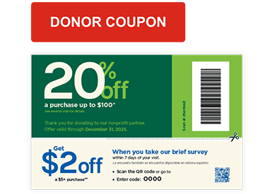 Donor card image displaying the 4 digit customer code at the bottom center of the card.
